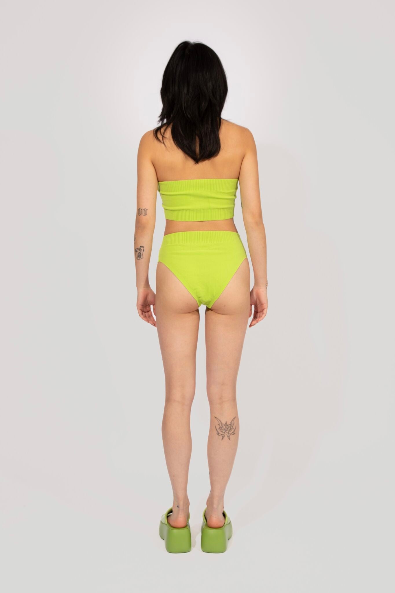 Bloomer top or Panty in lime, knitted pair of panties or top with logo