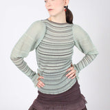Sheer Stripe Puff Jumper