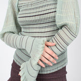 Sheer Stripe Puff Jumper