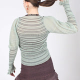 Sheer Stripe Puff Jumper