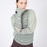 Sheer Stripe Puff Jumper