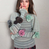 Sheer Stripe Puff Jumper