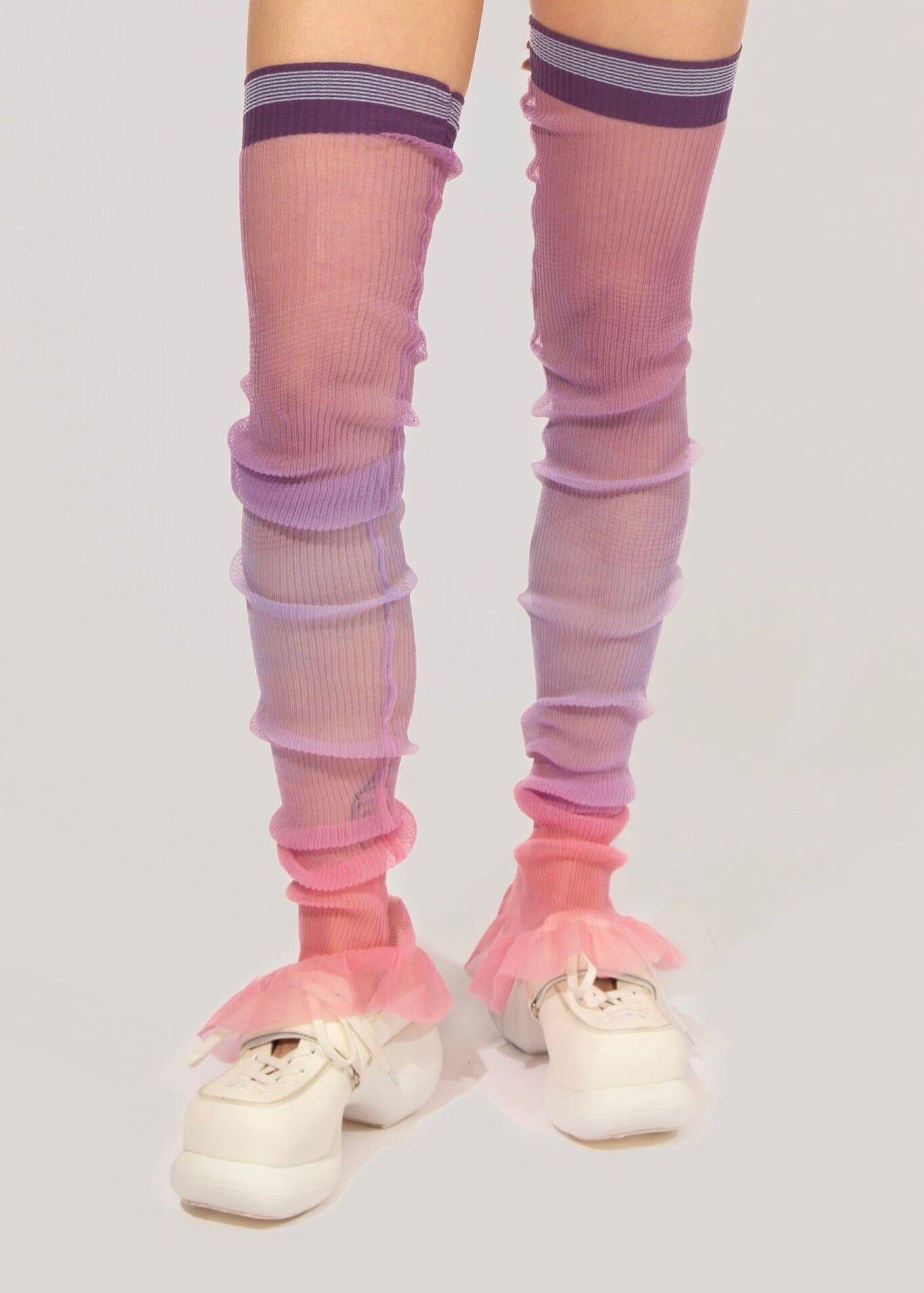 Long Gradient Frills in pink and lavender, transparent high frills