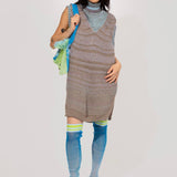 Gradient Frills in blue and lime, knitted, below the knee or the arms