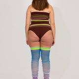 Sporty Stripe knitted Body in brown and pink, strapless bodysuit