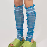 Striped knitted Frills in blue, transparent frills in gradient stripes