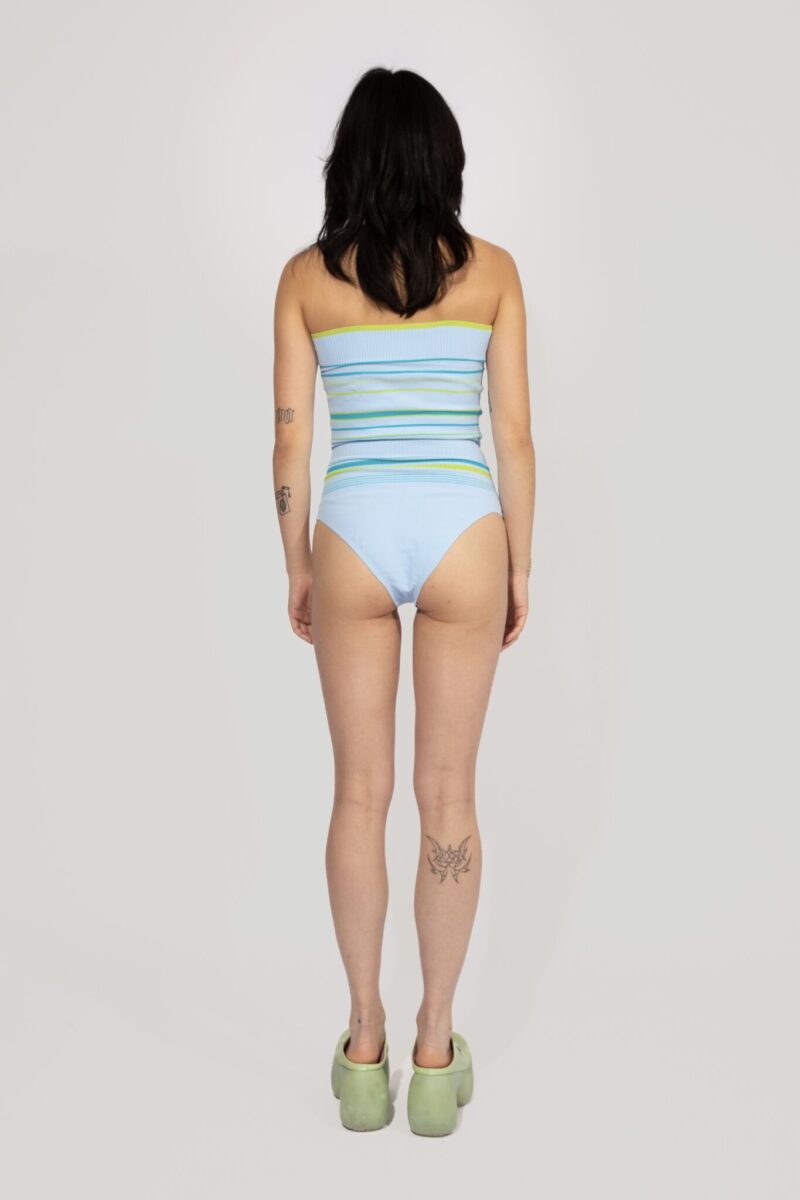Sporty Stripe knitted Body in light blue and lime, strapless bodysuit